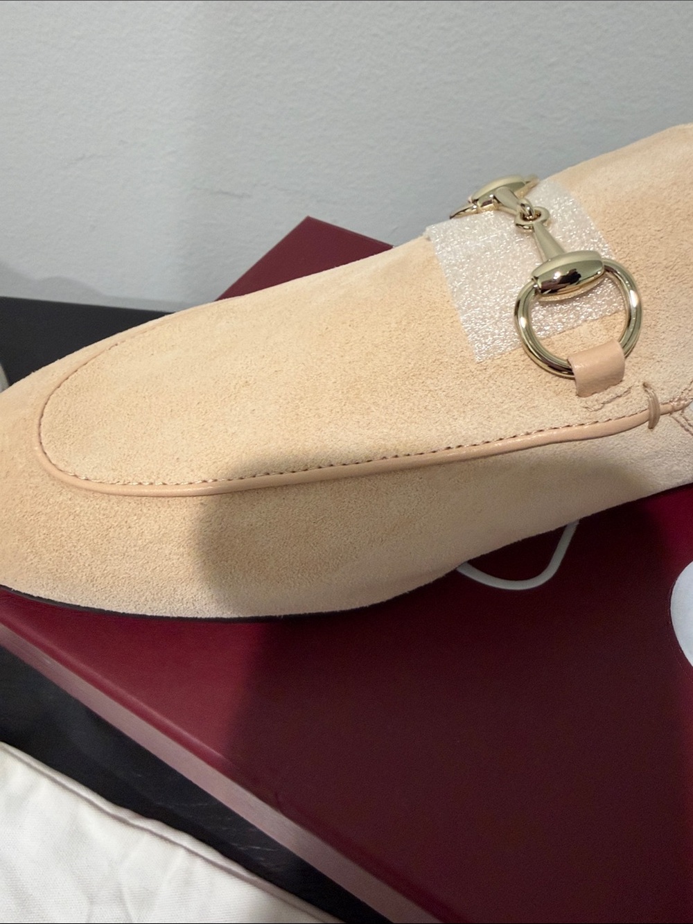 Gucci Rose Suede Horsebit Princetown Loafers - Picture 5 of 7